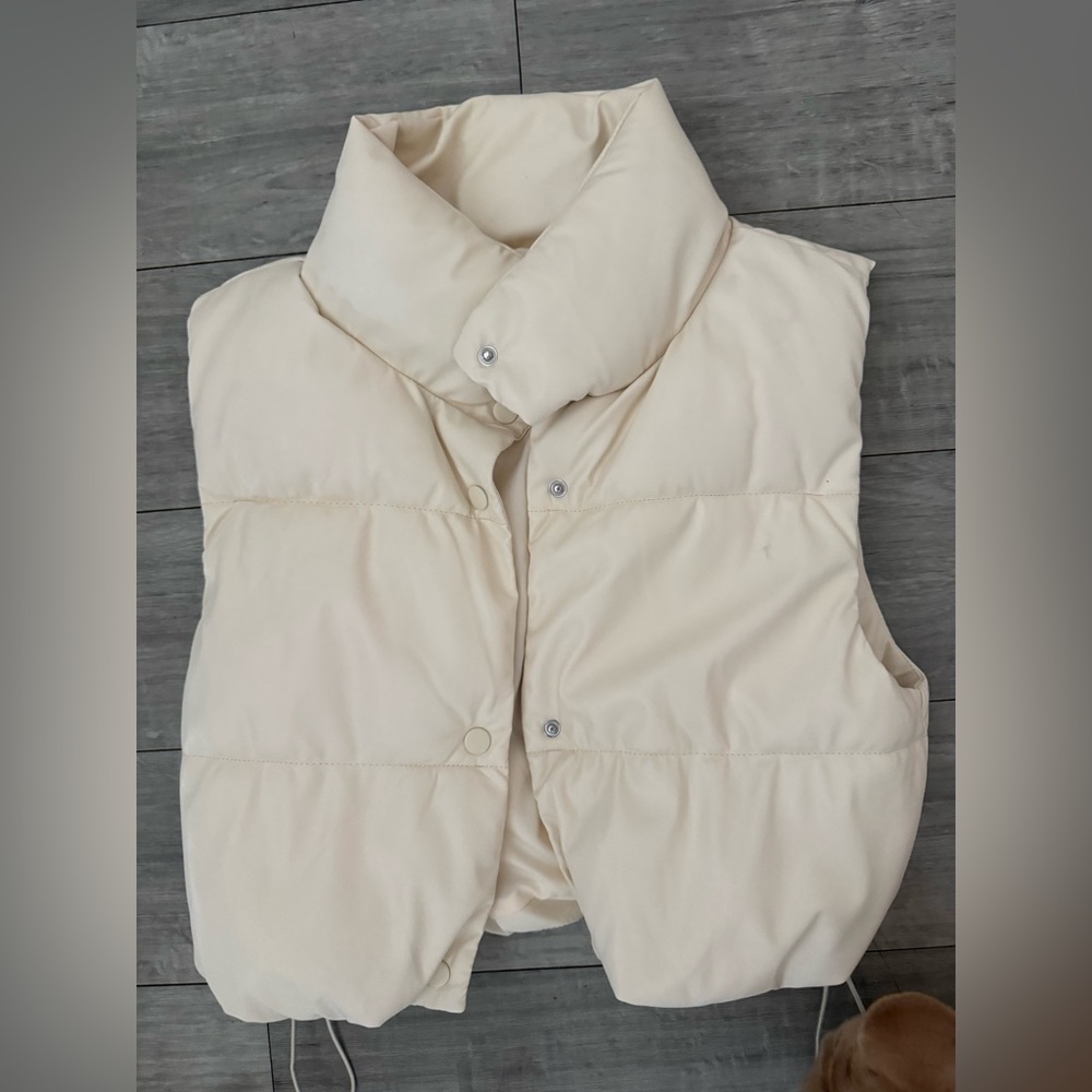 Love Tree Cream Quilted Puffer Vest